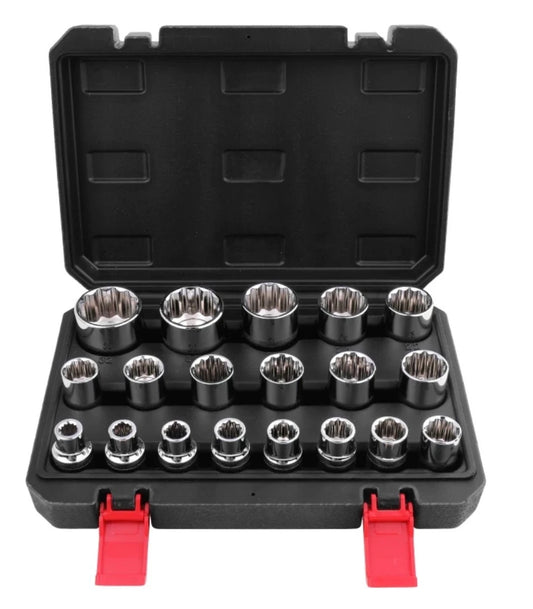 19pc 1/2" Dr High quality Socket Set Metric Square drive 12point Heavy duty