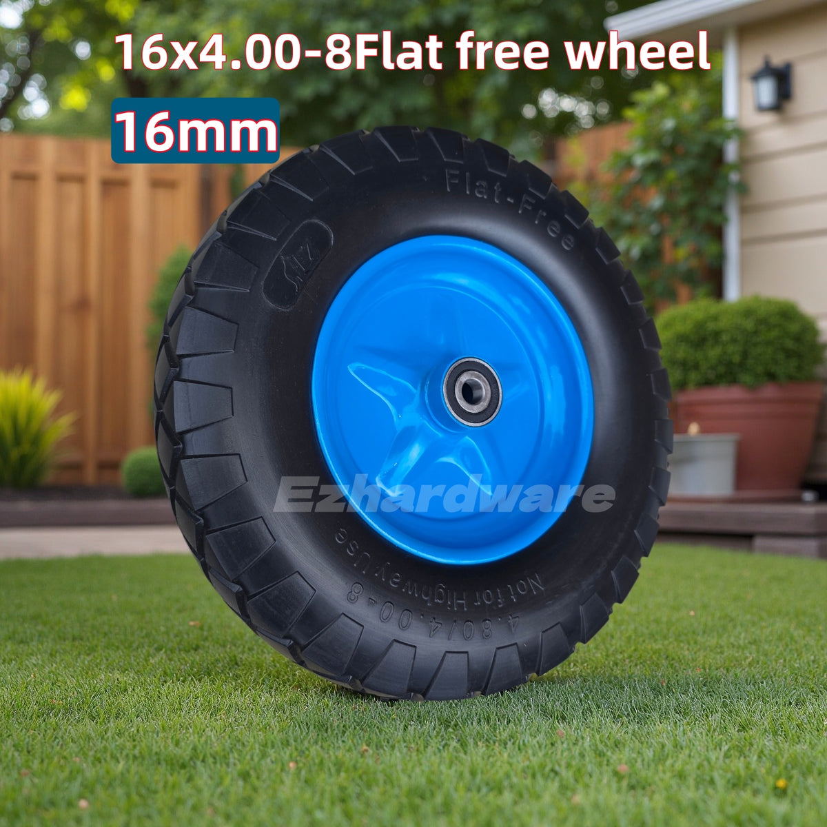 16"Inch Flat Free 16mm Bore Wheel Barrow wheel 4.80-8/4.00-8 Puncture Proof Tire