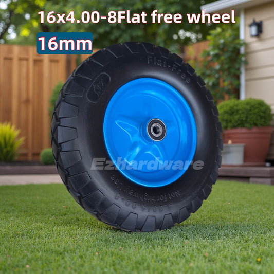 16"Inch Flat Free 16mm Bore Wheel Barrow wheel 4.80-8/4.00-8 Puncture Proof Tire