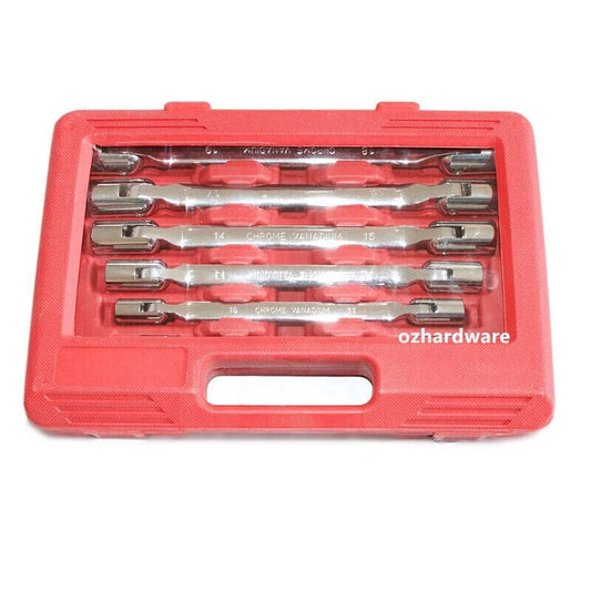 6Pcs Flexible Head Combination Spanner Set – Swivel Box End for Tight Engine Access, Auto Maintenance