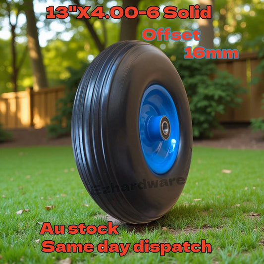 OFF-SET Hub Solid 13"inch 4.00-6 solid 16mm Bore Wheel barrow Tyre Wheel Wheels