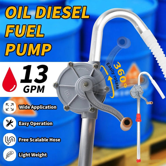 Aluminium Rotary Hand Pump Heavy Duty Oil Transfer 55 Gallon Industrial Drum