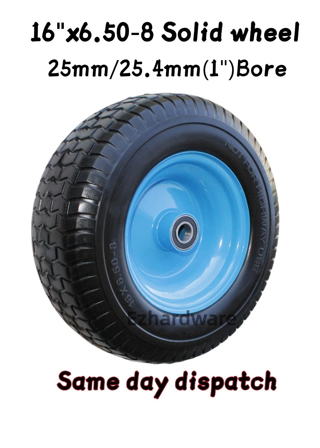 16"x6.5-8 Solid Wheelbarrow Wheel Non-Pneumatic Tyre 25mm/ 25.4mm Bore