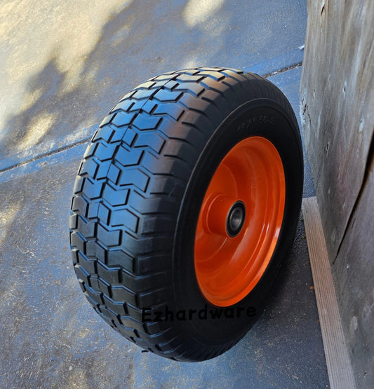 16"x6.5-8 Solid Wheelbarrow Wheel-Non-Pneumatic Tire 25mm Bore, 500lbs Capacity