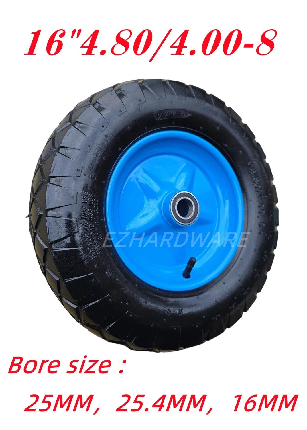 16" Wheelbarrow Wheel 4.80/4.00-8 Pneumatic Tyre 16/20/25/25.4mm Bore