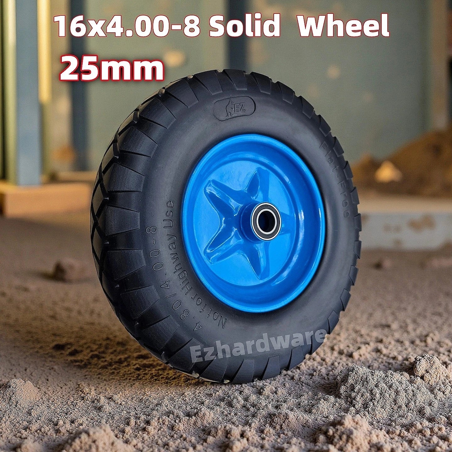 16" 4.80/4.00-8 Solid Wheels 25mm Bore WheelBarrow Cart Tyre Puncture Proof Wheel