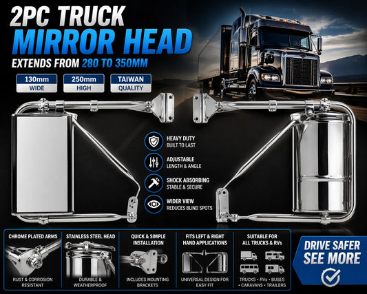 2PC Mirror 127x254mm (5″ x 10″) Truck West Coast Towing Side Made Taiwan