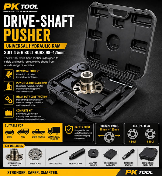 Drive-Shaft Pusher Universal Hydraulic Ram 98-125mm Suit 4 & 6 Bolt Hubs